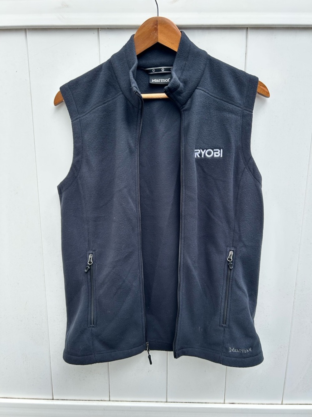 Marmot Black Fleece Vest M901080 with Ryobi Embroidery | Women’s Medium NWOT